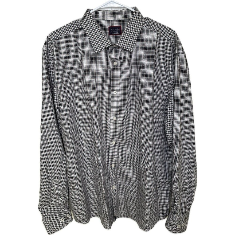 Untuckit Shirt Mens Plaid Vinchenzo Long Sleeve Wrinkle free Button Up XXL